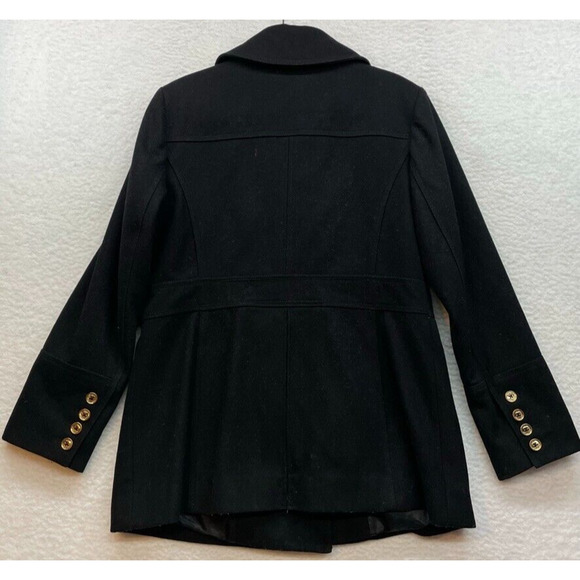 Michael Kors Coat Womens 14 Black Pea Coat Wool Double Breasted Preppy Outdoors - Picture 2 of 11